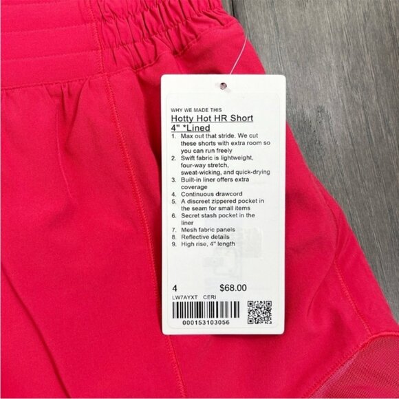 Lululemon NWT Hotty Hot Short *High-Rise Long 4" Cherry Mist - Picture 5 of 7